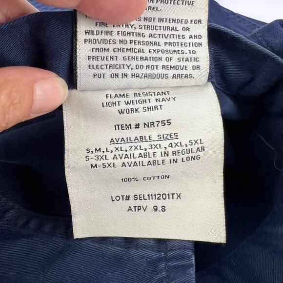 Rasco L FR Fire Resistant Light Snap Up Navy Men's Utility Work Wear NR755 CAT2 - Picture 12 of 14